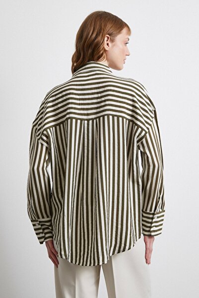 Never more Shirt Khaki - t Sleeve Striped