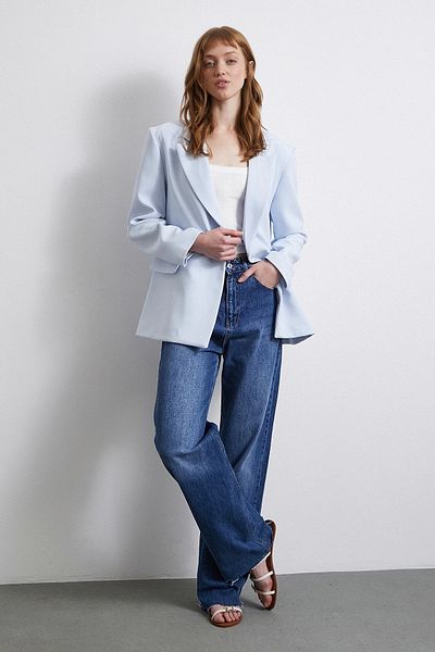 Never more Blue Classic Polyviscon Jacket