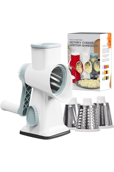 choice2 مبشرة جبن دوارة 3 في 1 من WHITE LMETJMA، قطاعة خضروات يدوية متعددة الاستخدامات، مطحنة فول سوداني ومكسرات، جبن