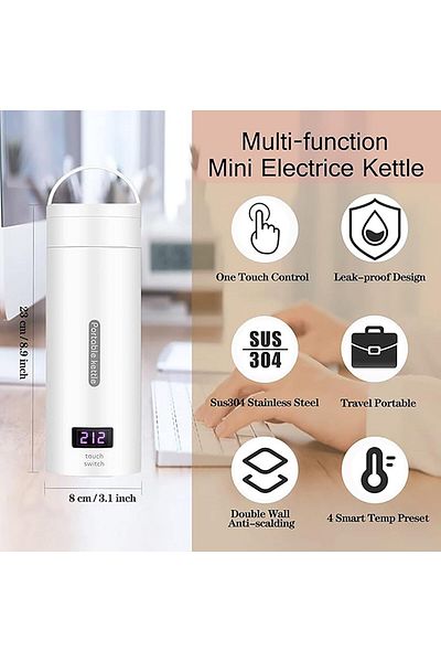 COOYA Portable Electric Tea Kettle, with Temperature Control, 316 Stainless Steel for Milk, Coffee