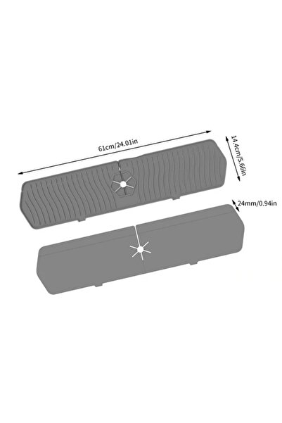 choice2 وسادة رذاذ صنبور المطبخ الرمادية مقاس 24 بوصة، حصيرة سيليكون لصنبور الحوض وواقي من رذاذ الماء، وسادة تصريف سطح الطاولة