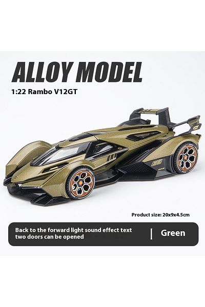Choice Green With Box 1:24 Lambo V12 Gt Metal Vehicle Alloy Sport Car Diecast Car Model Sound And Light Toy