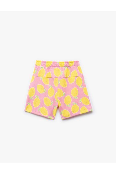 Koton Lemon Printed Pink Baby Girl Shorts 5Smg40036Ak