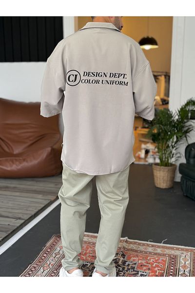 BYBASICMAN Gray Printed Shirt C-1635