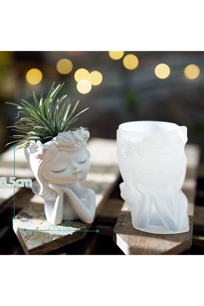 choice2 قالب سيليكون على شكل رأس فتاة لوعاء زهور، مزهرية خرسانية، اصنعها بنفس...