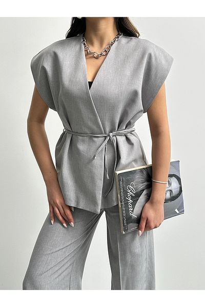 MD trend Women's Wrap Lace-Up Tank Top and Palazzo Pants Two-Piece Set