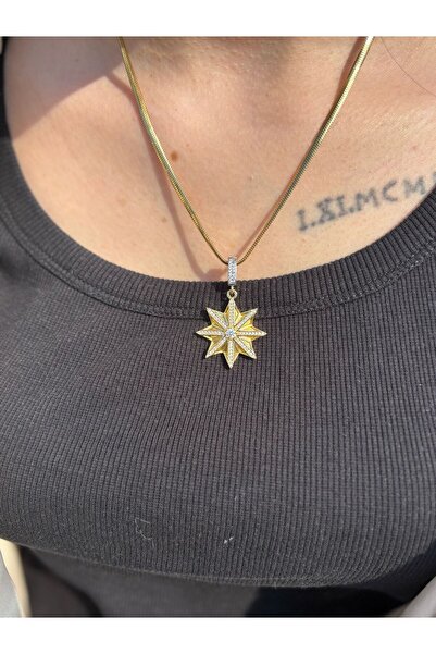 MeSin Store 8 KÖŞELİ YILDIZ ŞEKLİNDE AJDA CHARM KOLYE UCU ÇELİK KARARMAZ ZİRK...