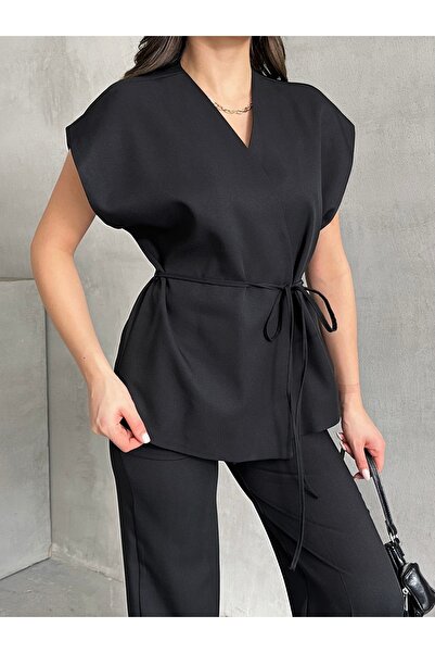 MD trend Women's Wrap Lace-Up Tank Top and Palazzo Pants Two-Piece Set