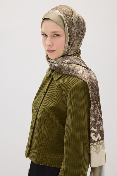 cs camellia scarf Μοτίβο Perle Vibe - Πράσινο ελιάς