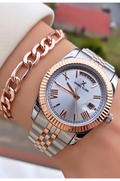 Daniel Klein Çift Renk Su Geçirmez 2 Yıl Garantili Kadın Kol Saati - Bileklik Hediyeli
