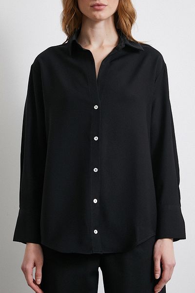 Never more Black Satin Classic Shirt