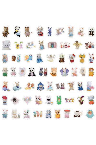 Miniso X393-60pcs 60/120PCS Forest Family Easter Bunny Reindeer Panda Animal Stickers Gift Children's DIY t