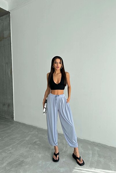 Eka Pantaloni largi, gri, cu șireturi 1018-E001