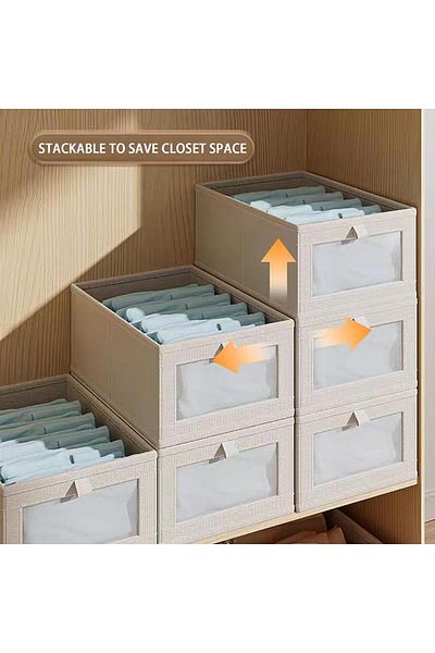 COOYA Cotton and linen organizer, 47*27*20cm, 4 pcs set，suitable for closet organization
