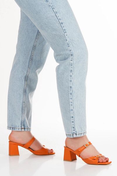 Satenora Zenith Orange Thick Heeled Slippers