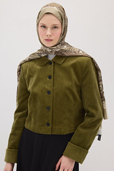 cs camellia scarf Μοτίβο Perle Vibe - Πράσινο ελιάς