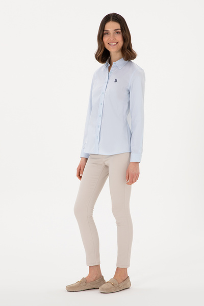 U.S. Polo Assn. Kadın Açık Mavi Uzun Kollu Basic Gömlek 50298113-VR003