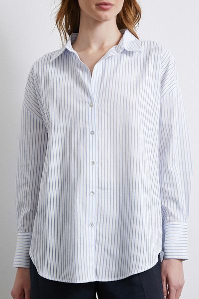 Never more Contrast Stripe Shirt, White