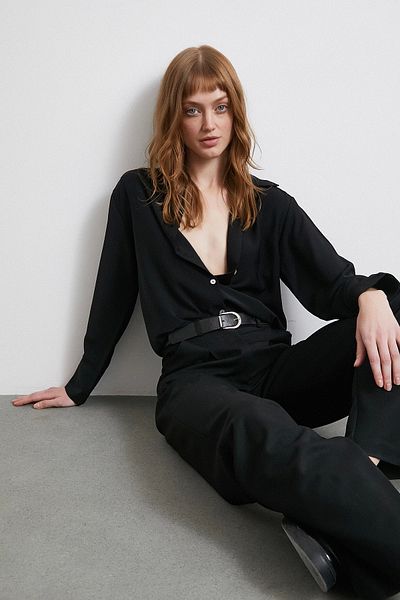 Never more Black Satin Classic Shirt