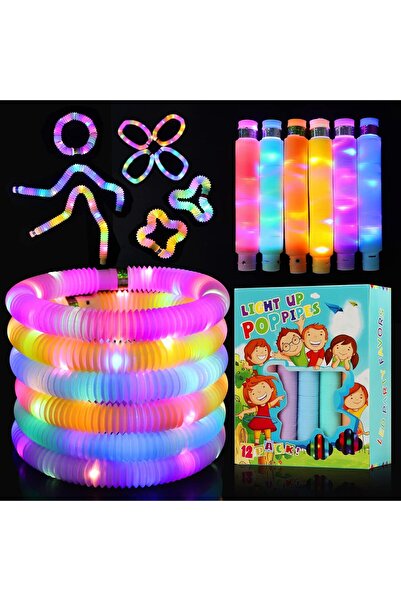 AWH مجموعة من 18 عصا مضيئة، أنابيب فيدجيت بوب، هدايا حفلات مضيئة في الظلام لل...