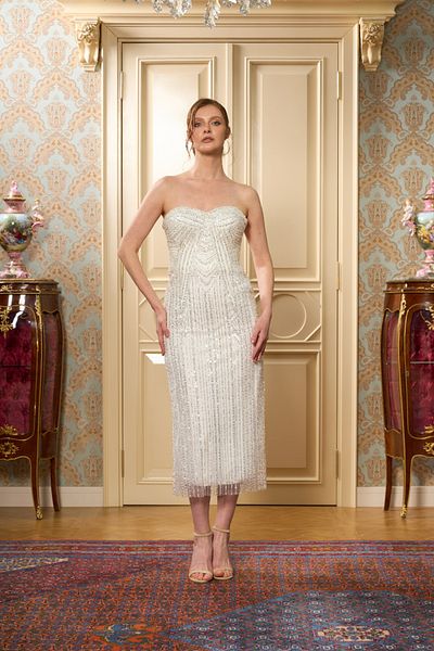Lenta Wedding Rochie de logodnă și de seară, cu model alb, cu dantelă, creion, lungime midi