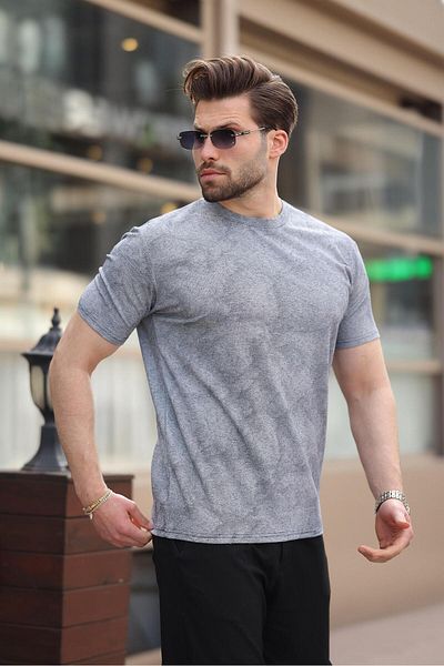 Madmext Tricou de bază pentru bărbați albastru bleumarin E7131