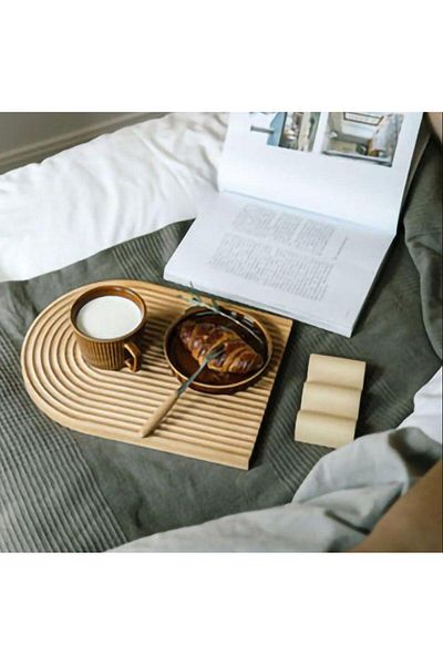 Hayveys Luxury Bamboo Presentation Plate Decorative Presentation and Cutting Board Rainbow Tray