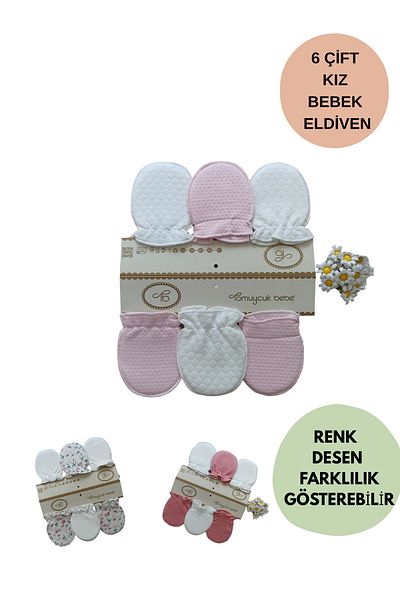 TAZEM GLOBAL 100% Cotton Baby Gloves 6 Pairs Special Gift for Baby Girl