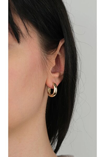 Arpaş 14 Ayar Altın Düz Bombeli Halka Küpe