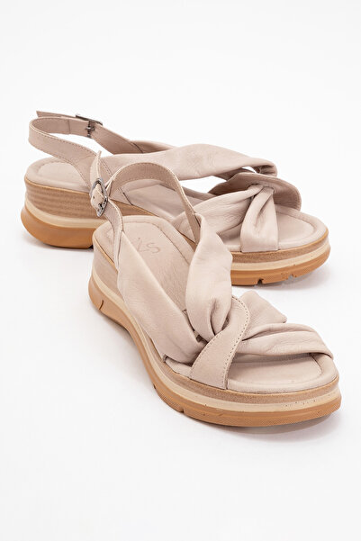 Zeynep Sıradağlı Γνήσιο Δέρμα Seonard Χοντρή Σόλα Άνετη Σανδάλια Γκρι