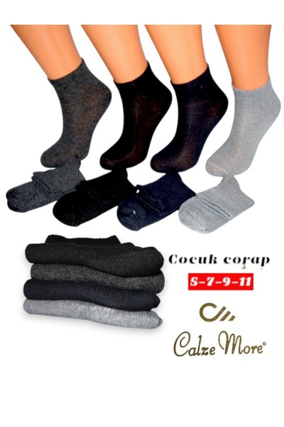CALZEMORE ORTA KONÇ ÇOCUK ÇORAP SİYAH LACİVERT ANTRASİT GRİ 4 ÇİFT