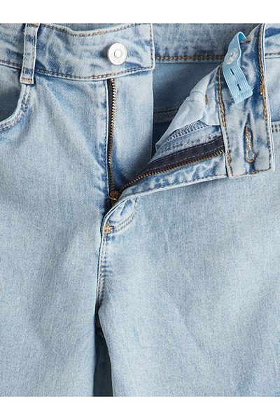 LC Waikiki Girl's Cargo Jean Trousers with Adjustable Elastic Waist