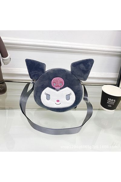 BANDAI Grey Kawaii Sanrio Plush Bag Kuromi Backpack Cinnamoroll Shoulder Bag Tote Makeup Cartoon My Melody