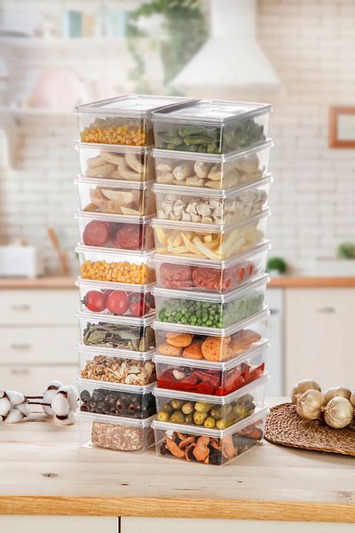 polivera 2 Liter Icebox Storage Box with Lid - Durable and Practical Freezer Organizer Set 10 Pieces
