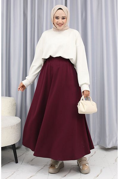 sefamerve Fusta din stofa 5578-02 Rosu Claret