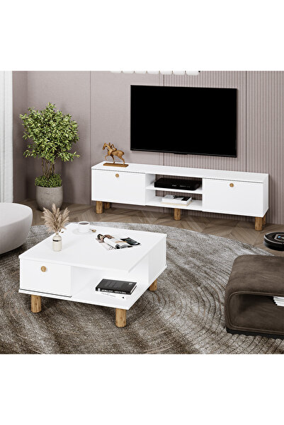 Kalender Dekor Sema Tv Ünitesi, Selin Orta Sehpa Bohem Ayaklı 2'li Takım