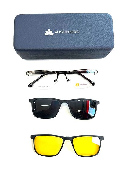 austinberg Austinberg 0023 C4 Polarized&Antifar Clip on Men's Sunglasses