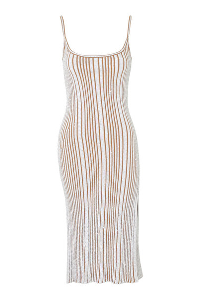 Missoni Payetli Kolsuz Elbise - BEYAZ MULTİ