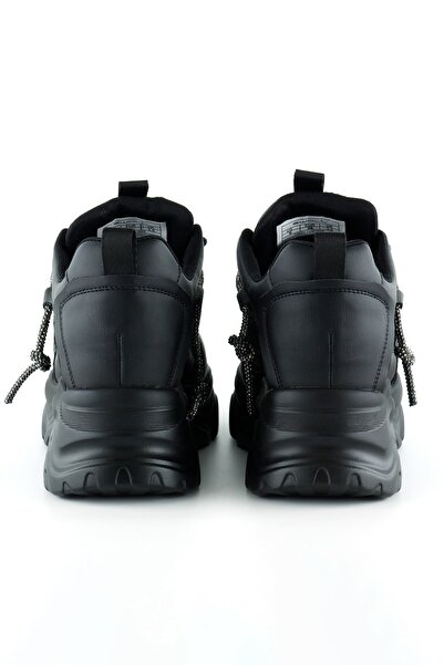 Erkan Saçmacı Black High Sole Sports Mesh Stone Lace up Platform Sneaker