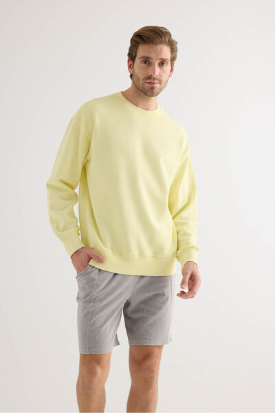 Syah Erkek Pamuklu Yıkamalı Üç İplik Uzun Kollu Sweatshirt