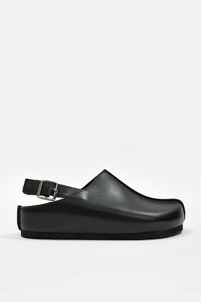 NILUFARR Manu Black Genuine Leather Women's Sandals