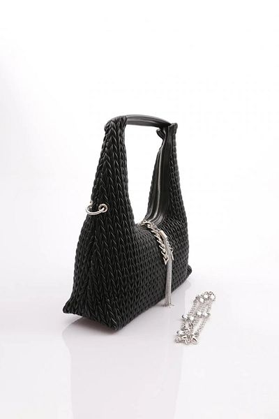 ÇÇS Black Knitted Women's Hand and Shoulder Bag 17331