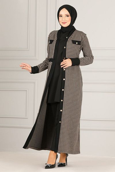 ModaMerve Mink Buttoned Cap - Nya2639