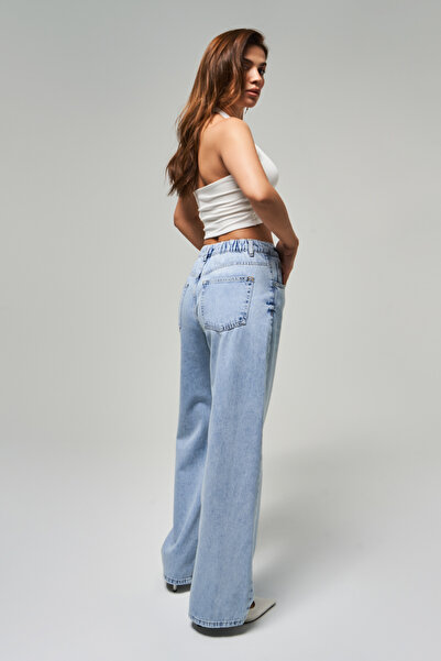 its basic Жіночі джинси кольору 4S5-3 Straight Fit з шнурівкою спереду, 100% бавовна, денім