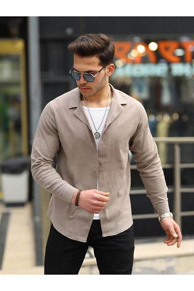Pobudo Mink Color Linen Look Sports Shirt