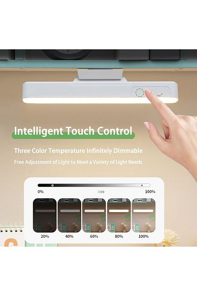 COOYA LED Strip Light with Motion Sensor Wireless Rechargeable Bottom with Remote Control, White Iron