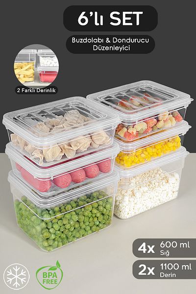 Meleni Home 6-Piece Deep & Shallow Food Set - Transparent Microwave Compatible Organizer