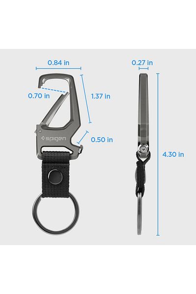 Spigen Life Carabiner Key Ring Car Keychain Clip, Bottle Opener for Men and Women - Gunmetal