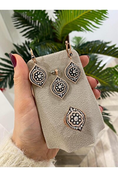 bestmysilver Kadın Gümüş Elmas Montür Tasarım Set