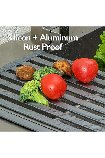fulina Stainless Sink Rack,55x34.5cm,Over The Sink Drying Rack,9 Stainless Steel Pieces,For Sink Cover